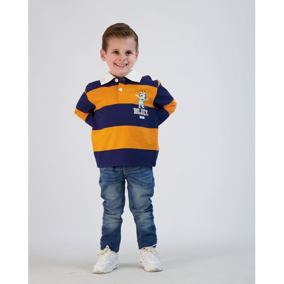 BBC Worldwide Bluey Toddler Boy Long Sleeve Rugby Polo Shirt, Sizes 2T-5T