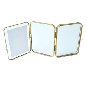 Beautiful 3 Piece Gold Metal Folding Picture Frame by Drew Barrymore - Fits 5x7 and 4x6 Photos - Multi Picture Frame for Collage Display - Gold Photo Frame Set for Family, Graduation, Mother