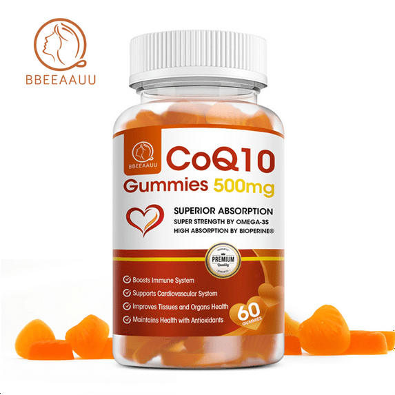 BBEEAAUU COQ10 Gummies Supplement, Ultra High Absorption CoQ10 500mg, Support Heart Health, Gluten Free (60 Veg Gummies)