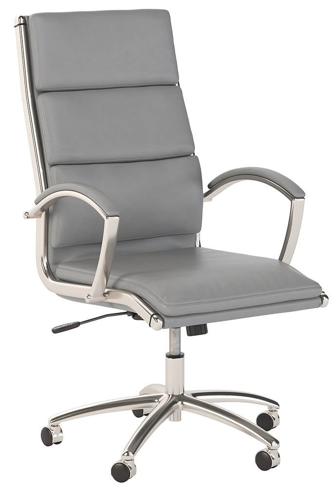 Light Gray High Back Leather Executive Swivel Chair