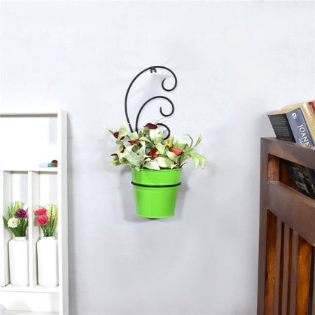 BBH Homes 12.8 x 4.9 x 4.6 in. Handmade 100 Percent Iron Round Modern Planters Pot, Green Coated