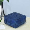 thumbnail image 1 of BBH Homes  21 x 21 x 12 in. Recycled Foam Geometric Handmade Leather Square Ottoman Pouf with Fibre Fill, Vintage Blue, 1 of 1