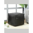 thumbnail image 1 of BBH Homes Black Leather Pouf Ottoman Square Shape Model BBBACPF0022, 1 of 8
