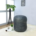 thumbnail image 1 of BBH Homes Black Round Leather Pouf Ottoman Handmade Recycled Cotton Fill BBBACPF0012, 1 of 8