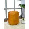 thumbnail image 1 of BBH Homes Black Round Leather Pouf Ottoman Handmade Recycled Cotton Fill BBBACPF0012, 1 of 8