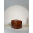 thumbnail image 1 of BBH Homes Brown Sqaure 14x14x14 Leather Pouf Ottoman Handmade Recycled Cotton Fill BBBACPF0012, 1 of 9