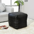 thumbnail image 1 of BBH Homes Handmade Black Leather Pouf Ottomans Square Goat Leather BBBACPF0023, 1 of 9