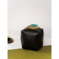 thumbnail image 1 of BBH Homes Handmade Black Leather Sqaure 14x14x14 Pouf Ottoman WABBBACPF0008, 1 of 6