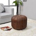 thumbnail image 1 of BBH Homes Handmade Brown Leather Pouf Ottoman Round Shape BBBACPF0027, 1 of 8