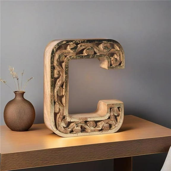 BBH Homes UBBBMH6284SC2CHS Handmade Eco-Friendly Wall Mount & Table Top Decor Natural-Gold Foil C Wood Alphabet Letter Block