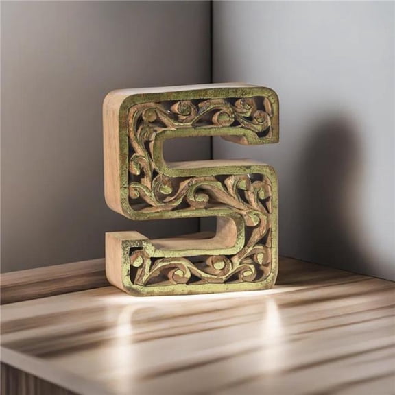 BBH Homes UBBBMH6284SC2SHS Handmade Eco-Friendly Wall Mount & Table Top Decor Natural-Gold Foil S Wood Alphabet Letter Block