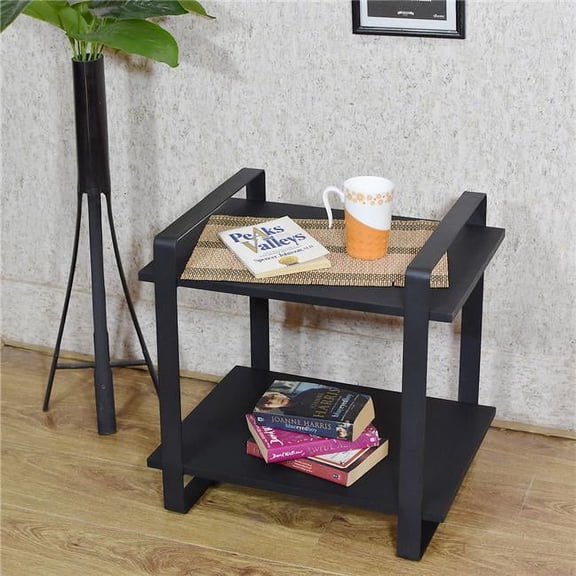 BBH Homes UBBBAOB1174SCHS Handmade Iron & Wood Rectangular Modern Shelves for Indoor Use, Black