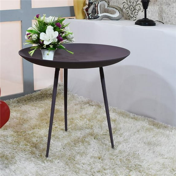 BBH Homes UBBBAOB1307ASC1HS 21 x 19.5 in. Handmade Aluminium & Iron Round Tray Side Table, Purple
