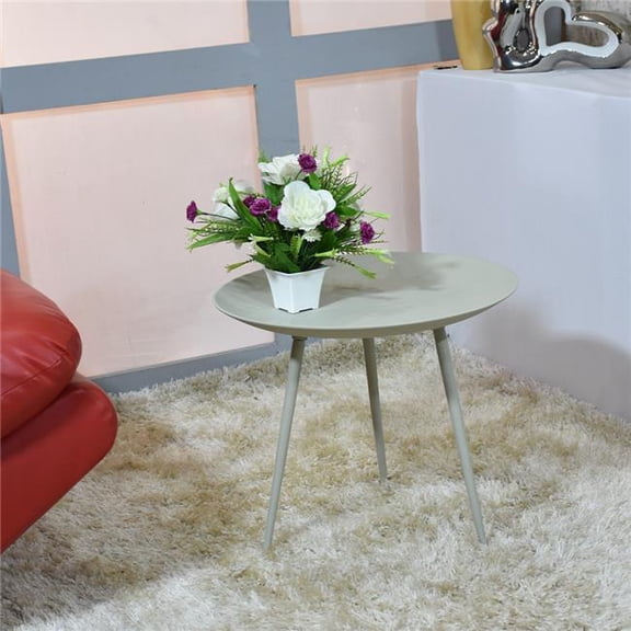 BBH Homes UBBBAOB1307CSC3HS 16.5 x 14.5 x 14.5 in. Handmade Aluminium & Iron Round Tray Side Table, Ivory