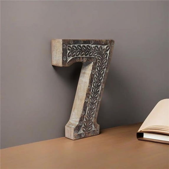 BBH Homes UBBBMH6236SC27HS Handmade Eco-Friendly Wall Mount & Table Top Decor Gray Antique 7 Wooden Number