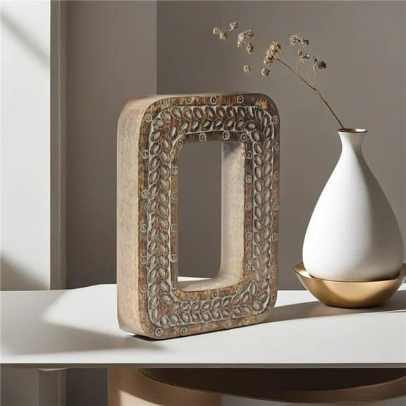 BBH Homes UBBBMH6236SC2OHS Handmade Eco-Friendly Wall Mount & Table Top Decor Gray Antique O Wood Alphabet Letter Block