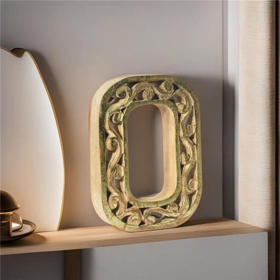 BBH Homes UBBBMH6284SC2OHS Handmade Eco-Friendly Wall Mount & Table Top Decor Natural-Gold Foil O Wood Alphabet Letter Block