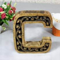 BBH Homes UBBBMH6285SCCHS C Alphabet Handmade Letter Block Eco-Friendly Wall Decor, Brown Antique