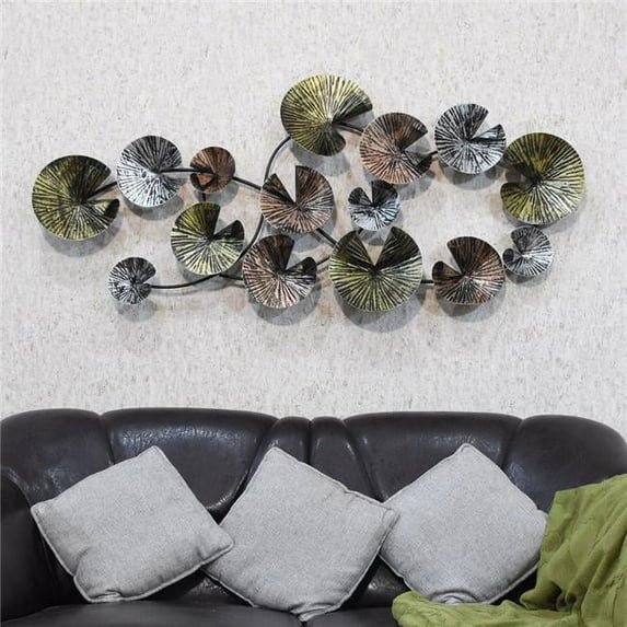 BBH Homes UBBBVK1118SC8N0HS 54 x 24 in. Handmade 100 Percent Iron Geometric Pattern Metal Wall Decor, Black & Multi Color