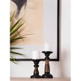 thumbnail image 1 of BBH Homes UBBBWA405SCH12HS 6 & 9 in. Traditional Eco-friendly Handmade Mango Wood Pillar Candle Holder, Black Wash - Set of 2, 1 of 1