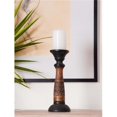 thumbnail image 1 of BBH Homes UBBBWA405SCH3HS 12 in. Traditional Eco-friendly Handmade Mango Wood Pillar Candle Holder, Black Wash, 1 of 1