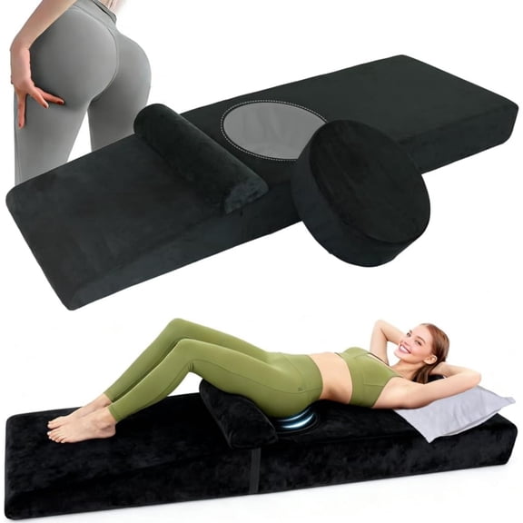 BBL Bed After Surgery for Sleeping - High Density Foam Mattress with Hole & Brazilian Butt Lift Recovery Pillow with Removable Cover - 67.1x22x6.4 in