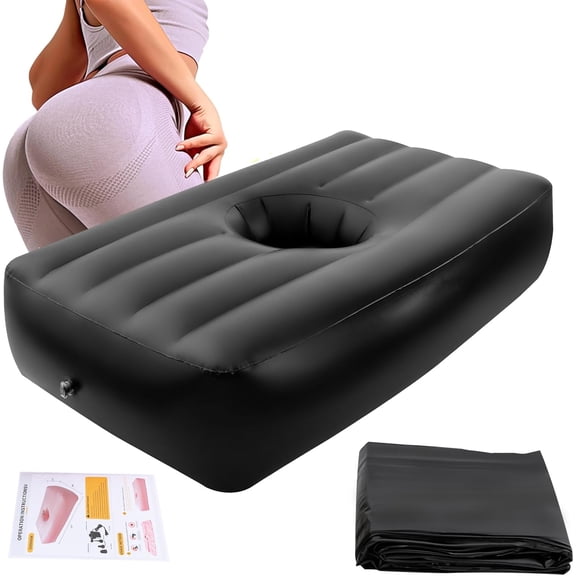 BBL Bed with Hole for Sleeping After Surgery, Black PVC Inflatable Recovery Mattress with Built-in Electric Pump | Brazilian Butt Lift Post-Op Air Bed