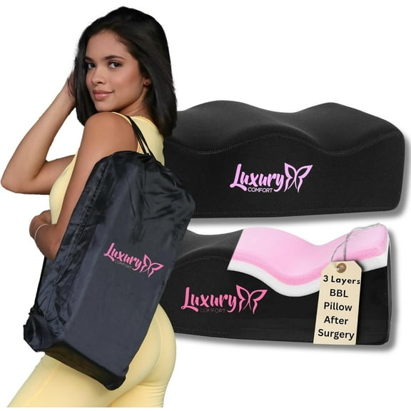 Luxury Comfort - BBL Pillow After Surgery - Comfortable Butt Cushion for Long Sitting with Female Urinal - Brazilian Butt Lift Pillow With Drawstring Bag