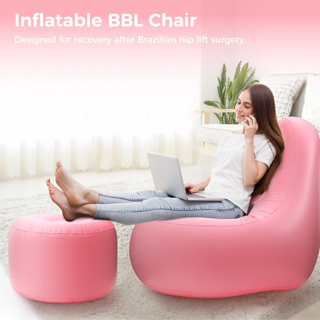 Baiao Inflatable Lounge Chair With Ottoman Footrest Indoor Foldable Deck Chair Chaise Lounges