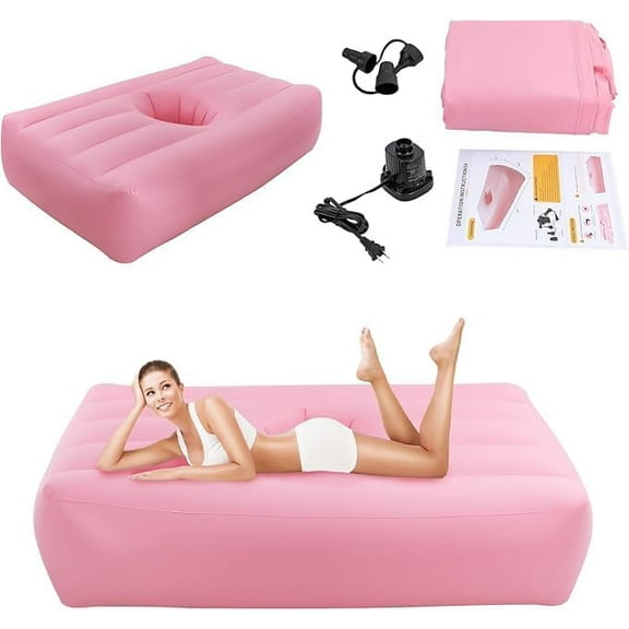 BBL Mattress Bed with Hole, 72x40x17inch Post Surgery Recovery Bed with Hole, PVC Inflatable Bed BBL Pillow After Surgery Air Mattress with Electric Air Pump Valve Interface
