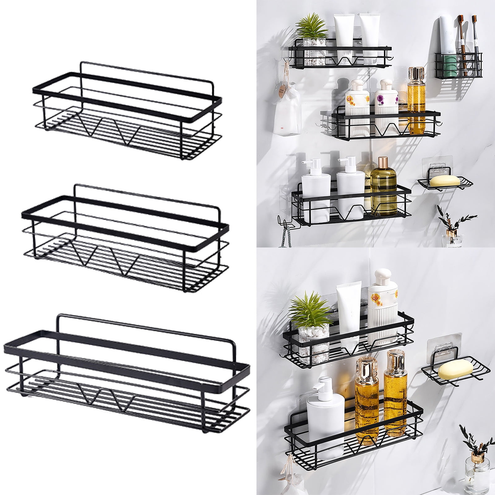 BBLCY Rack Bathroom Shelf Wall Hanging Bathroom Shelf Perforation Wall ...