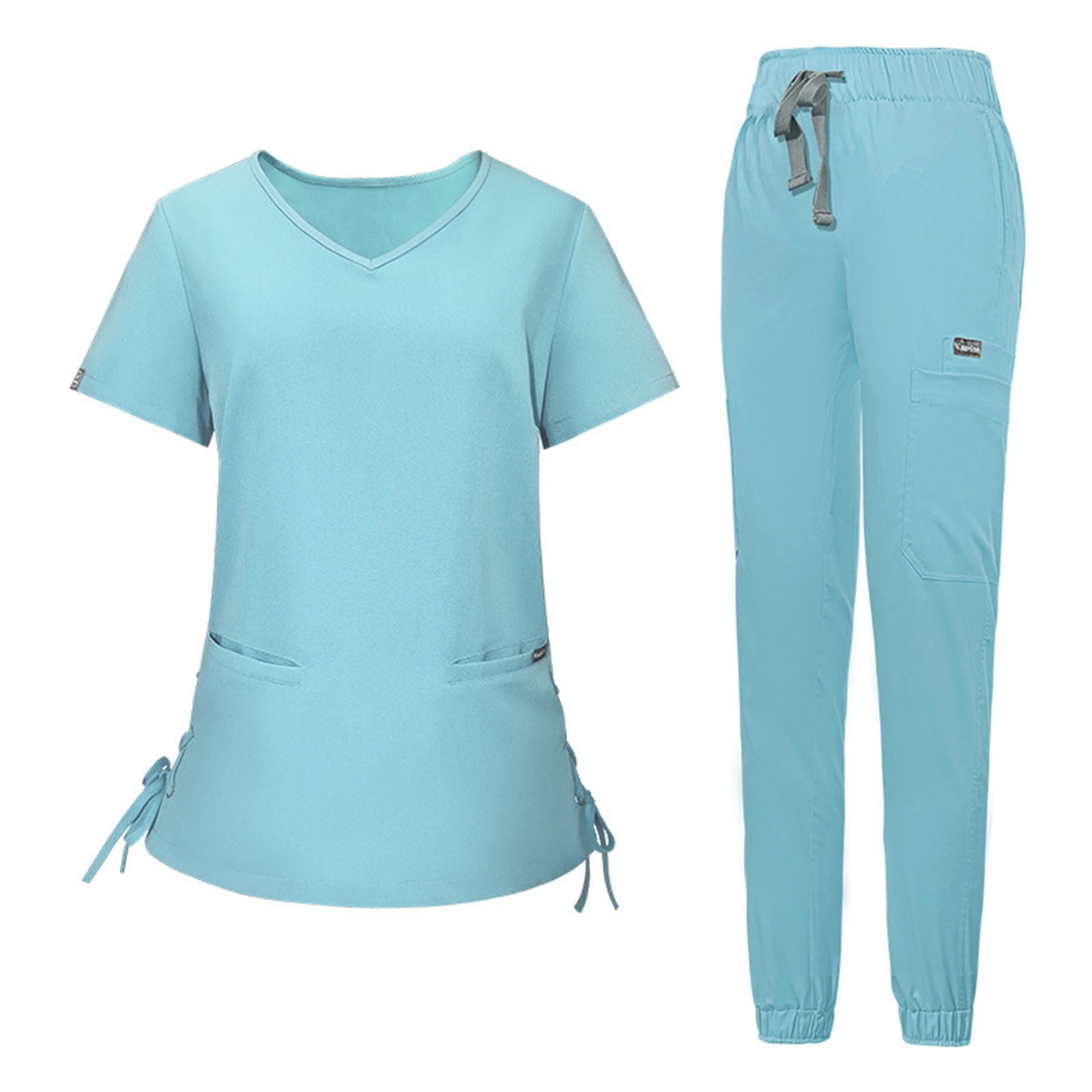 Bbmhfw 2 Piece Sets Scrubs For Women Set V Neck Scrub Top And Jogger Pant Workwear Clinical