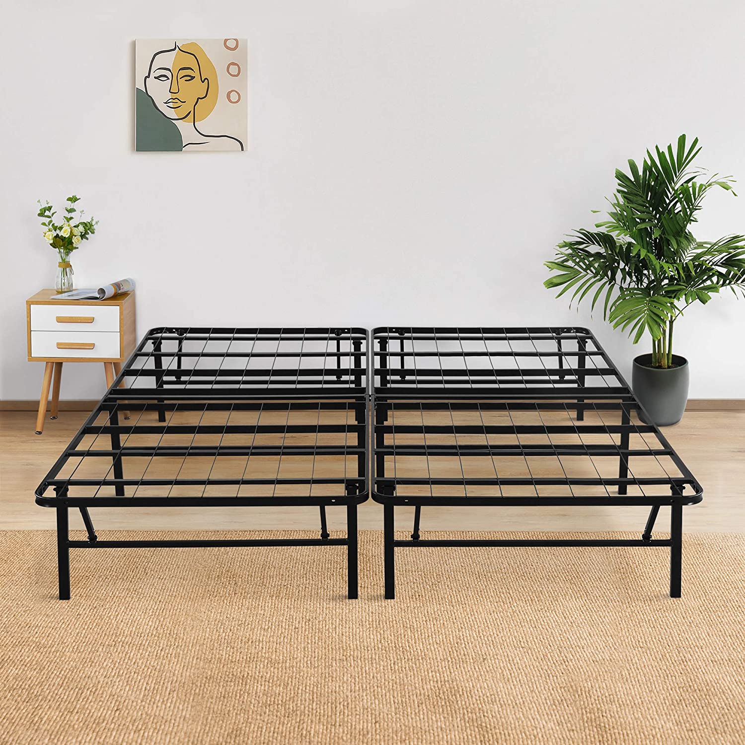 BBNBDMZ 18 Inch High Profile Heavy Duty Steel Slat / Mattress Foundation / Bed Frame Full