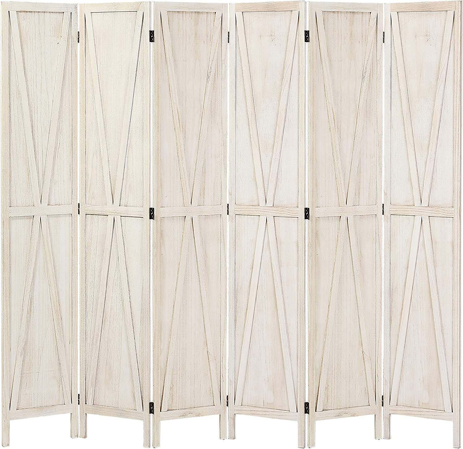 BBNBDMZ 5.8 Ft Tall Wood Room Divider 4 Panel Rustic Folding Privacy