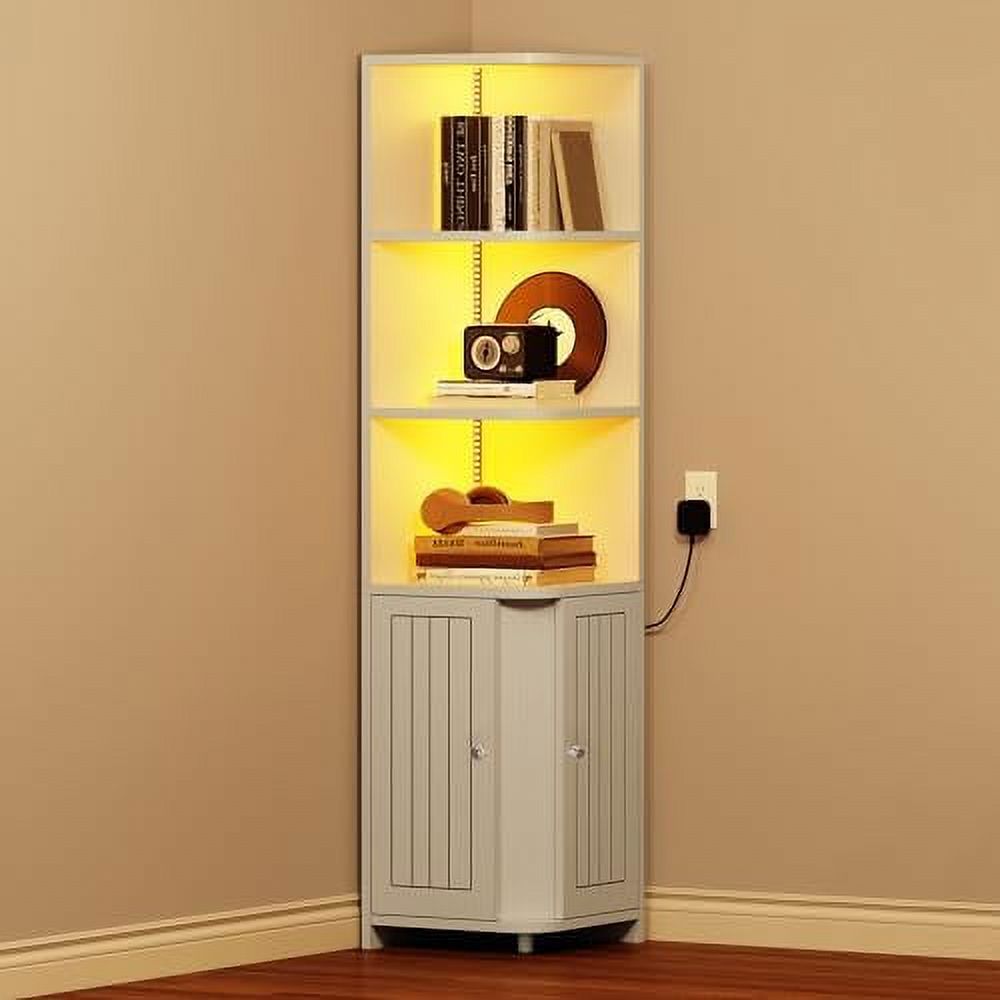 BBNBDMZ Corner with LED Lights 71.1\u201C Corner Bookshelf and