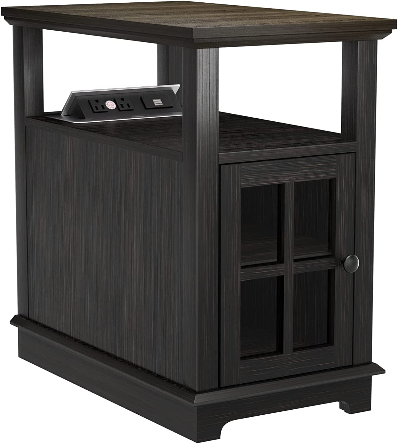 BBNBDMZ End Table with Charging Station White Side Table with 2 Power