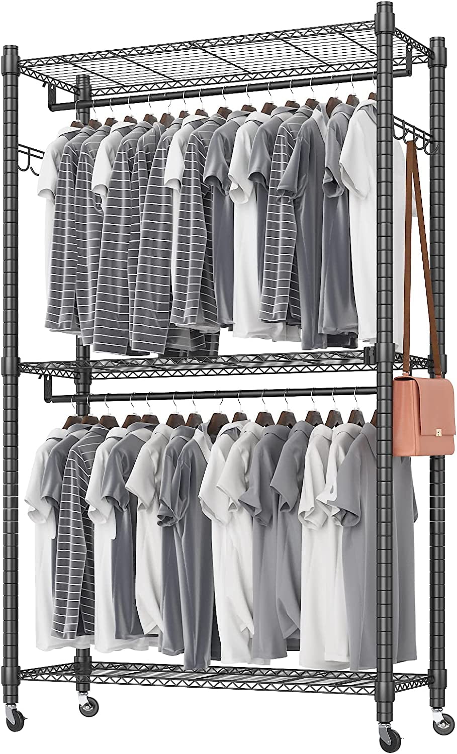 BBNBDMZ Heavy Duty Garment Rack on Wheels Rolling Clothes Racks for
