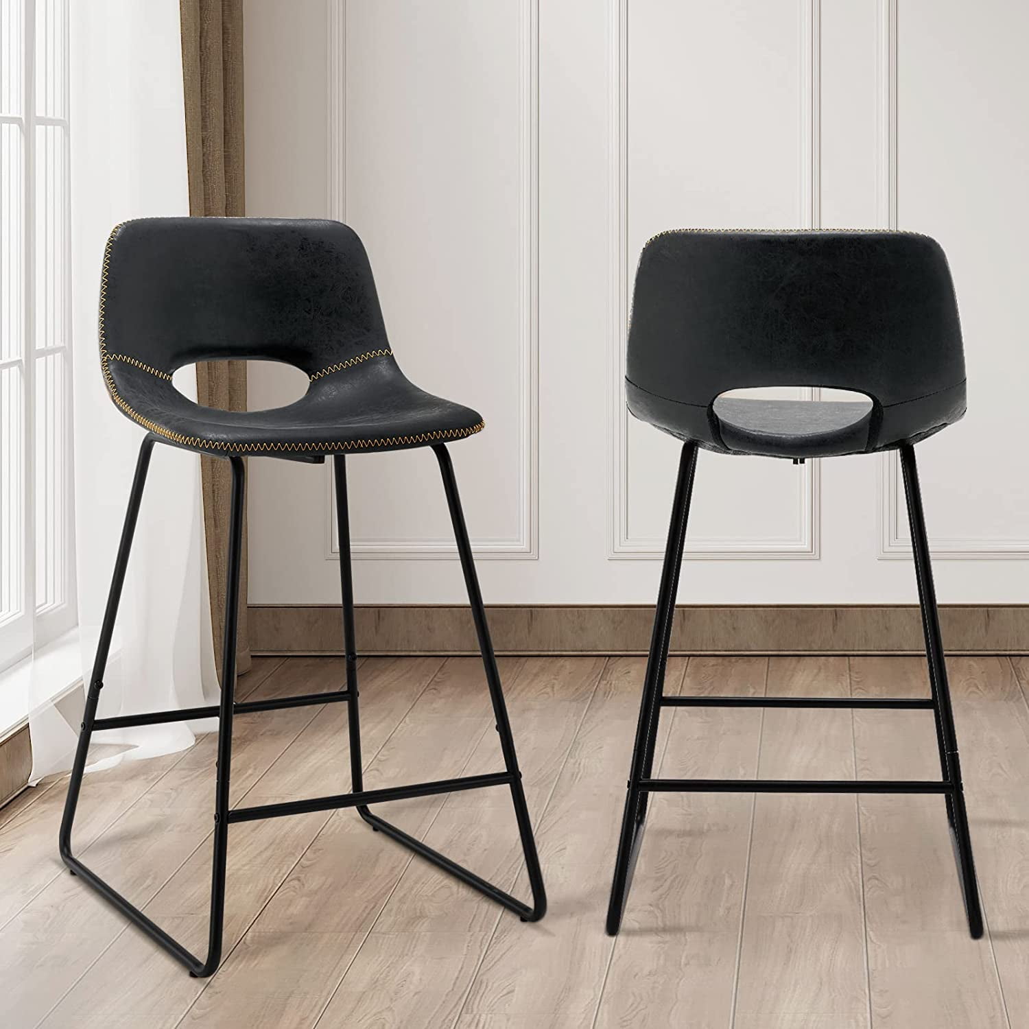 BBNBDMZ High Chairs for Kitchen Set of 2 Industrial Modern Barstool
