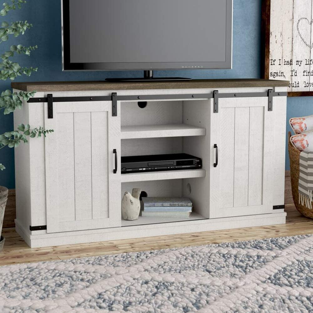 BBNBDMZ Modern Farmhouse Wood TV Stand for TVs up to 60 Inch Home