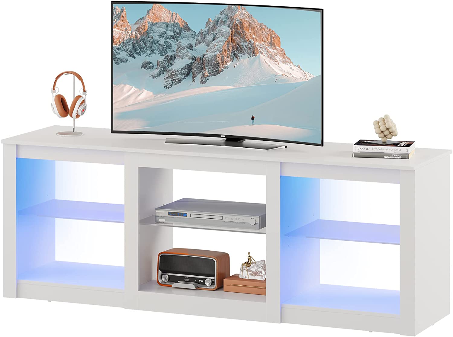 BBNBDMZ TV Stand with LED Lights for TVs up to 65 inch Entertainment