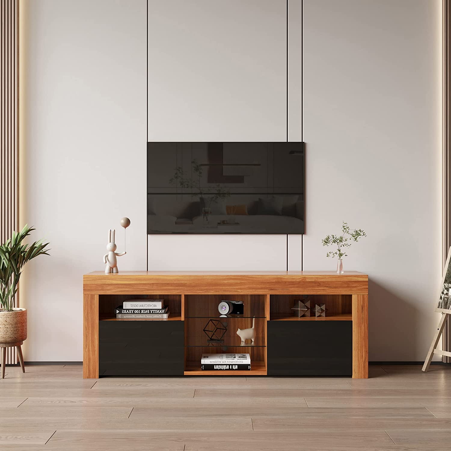 BBNBDMZ TV Stand White Farmhouse Media Stand Modern Console for