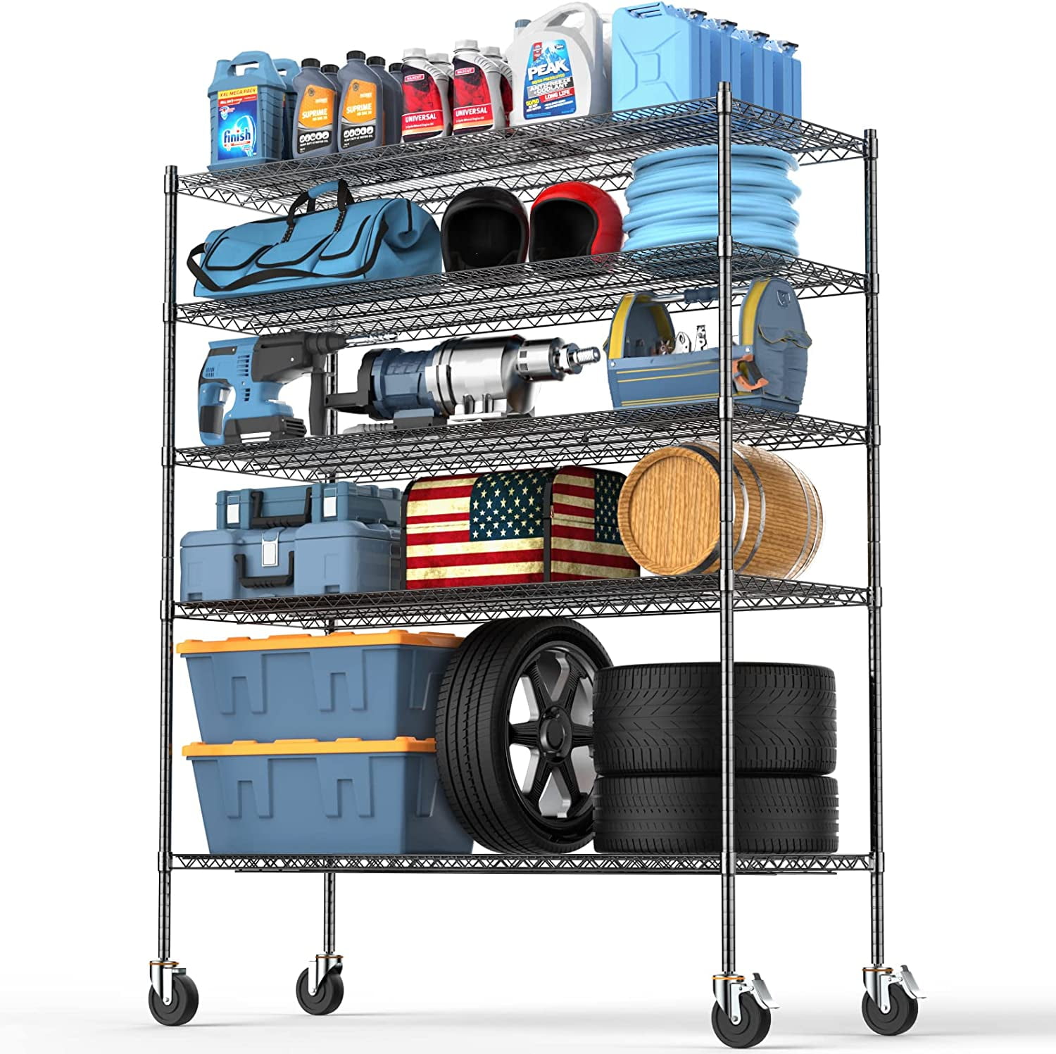 BBNBDMZ Wire Shelving Unit with Wheels 2400LB Heavy Duty NSF Commercial