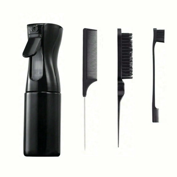 BBOO 4Pc Slick Back Brush Set Hair Brush Teasing Comb Spray Bottle Hair Grooming