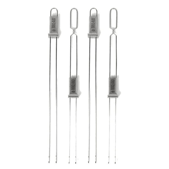 BBQ-AID Premium Barbecue Metal Skewers for Kabobs with Quick Release - Double Pronged, Stainless Steel Metal Skewers for Grilling - Kebab Skewers, Shish Kabob Skewers, Kabob Sticks, Veggies & More