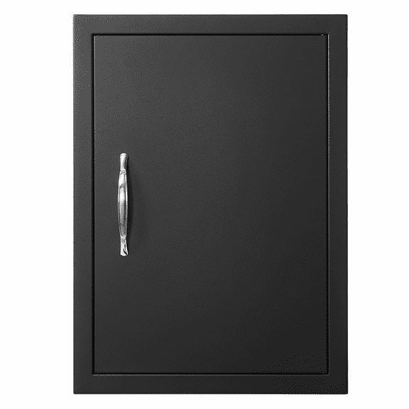 BBQ Access Door 16x22 Inch, Outdoor Kitchen Door, Stainless Steel Flush Mount, Vertical Cabinet Door with Handle for Grill Island, Black