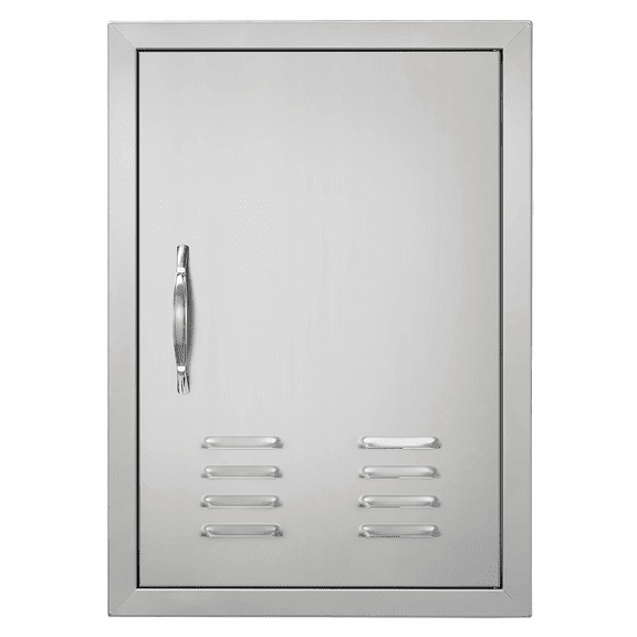 BBQ Access Door 17W x 24H Inch, Stainless Steel Outdoor Kitchen Cabinet Door, Flush Mount BBQ Island Door with Handle, Vents for Grilling Station