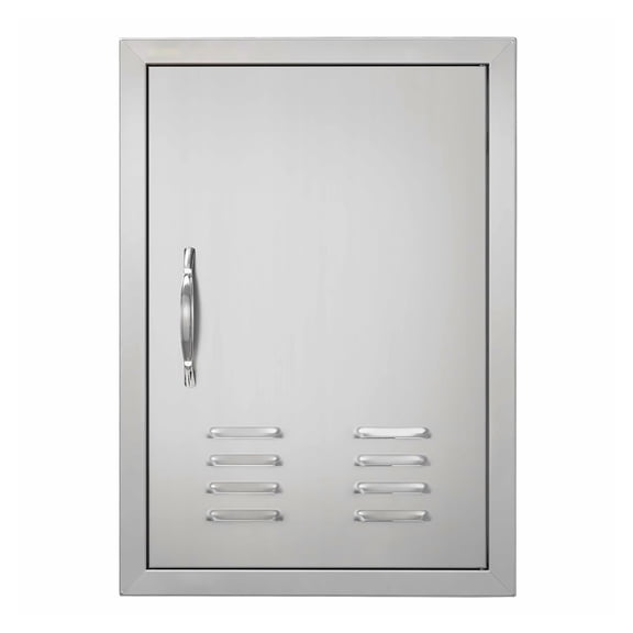 BBQ Access Door 17W x 24H Inch, Stainless Steel Outdoor Kitchen Door, Flush Mount Grill Island Door with Handle, Vents, for Cabinet BBQ Station