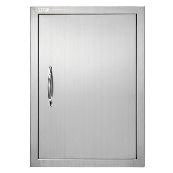 BBQ Access Door, Single Outdoor Cabinet Door, 17"W x 24"H Stainless Steel Flush-Mount Vertical Door with Handle  Perfect for BBQ Islands & Grilling Stations