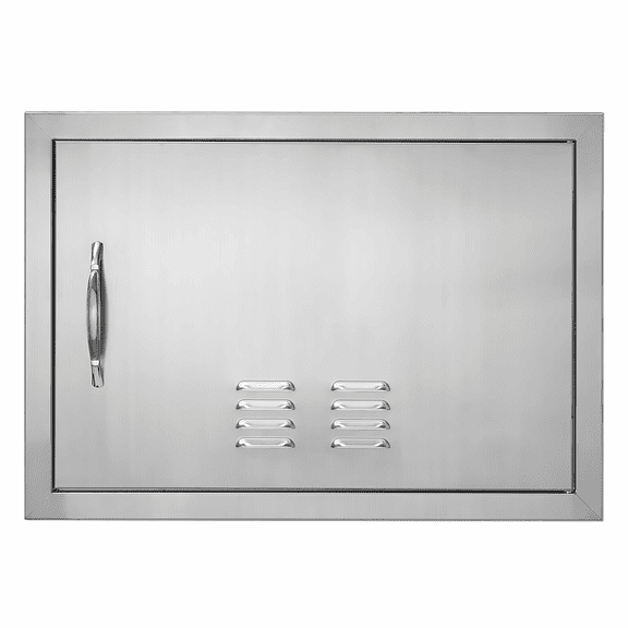 BBQ Access Door 24x17 Inch, Stainless Steel Outdoor Kitchen Door, Flush Mount Cabinet Door with Handle & Vents for Grill Island, BBQ Cabinet