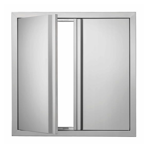 BBQ Access Door 24x24 Inch, Stainless Steel Double Outdoor Kitchen Cabinet Door, Flush Mount Vertical Door with Recessed Handles for Grill Island